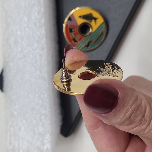 Vintage laurel burch cat sneak dog colorful enamel earrings - Picture 8 of 17